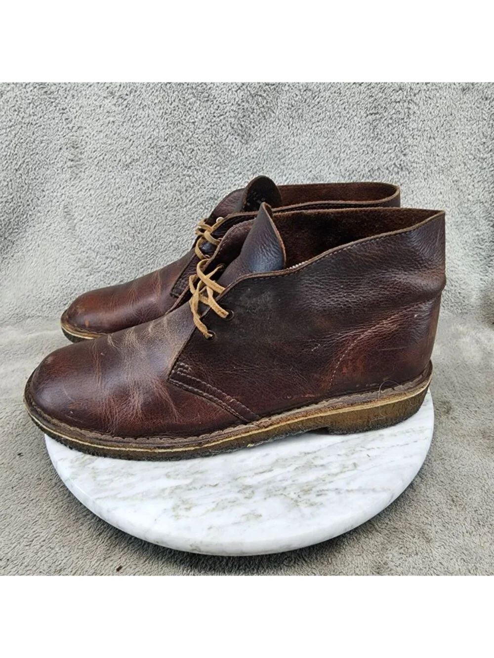 Clarks Shoes Mens Size 9 Brown Leather Originals Crepe Sole Chukka Boots *Read*
